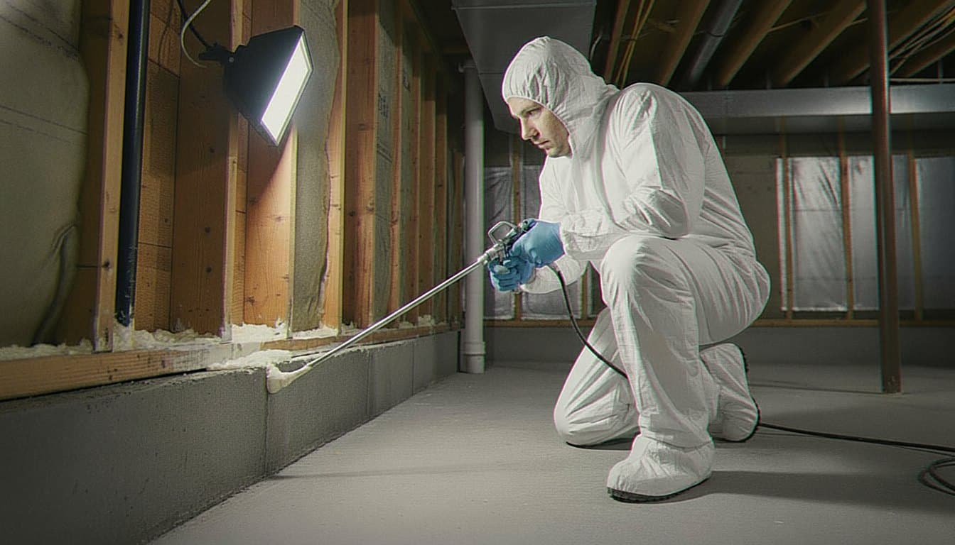 Air sealing being applied to gaps