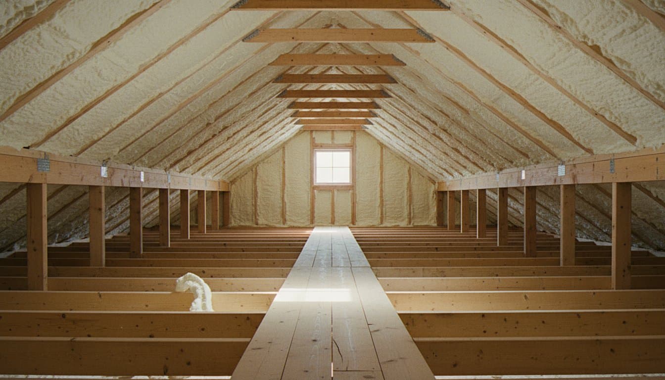 Completed attic insulation installation
