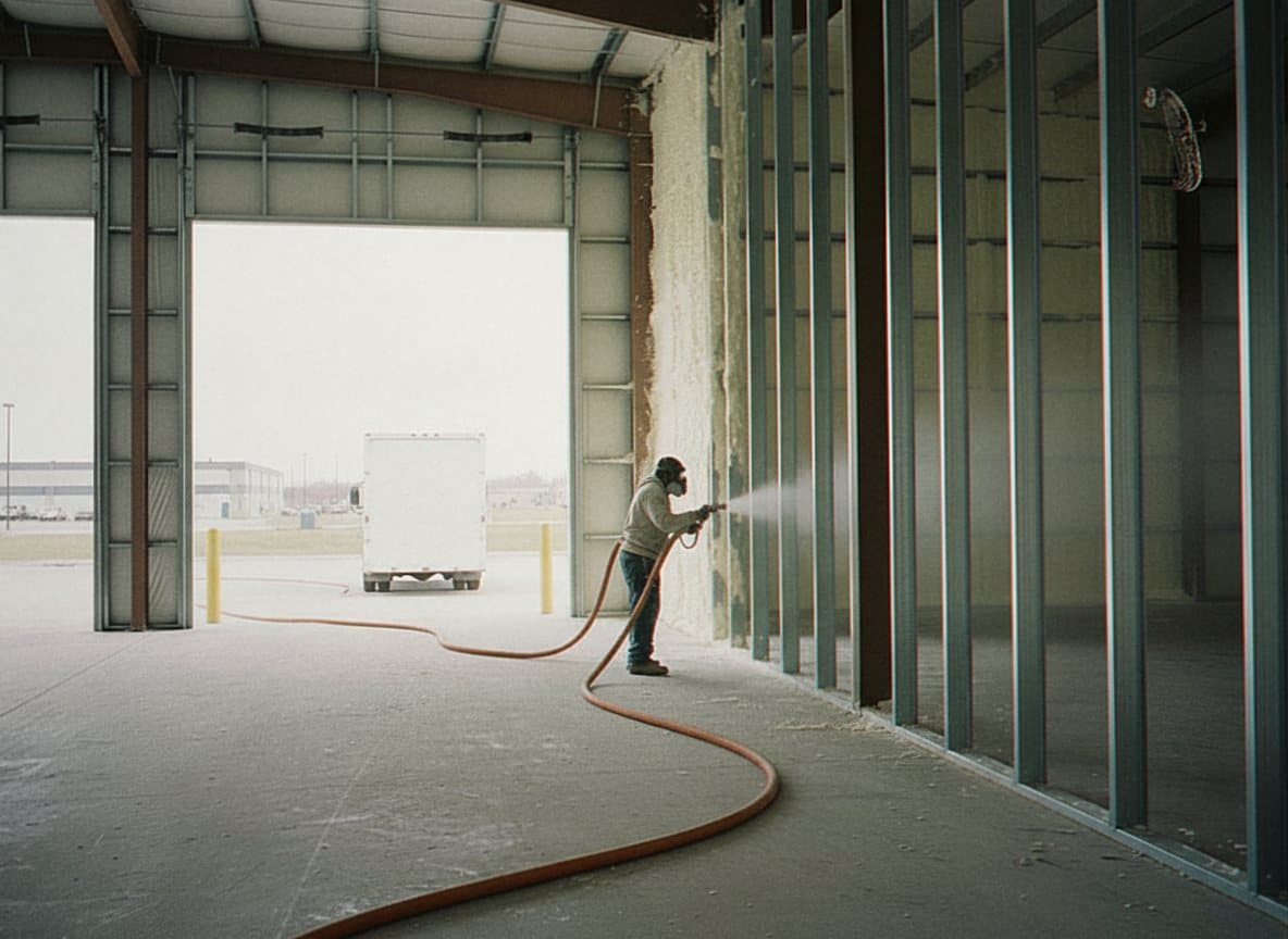 Metal building foam installation