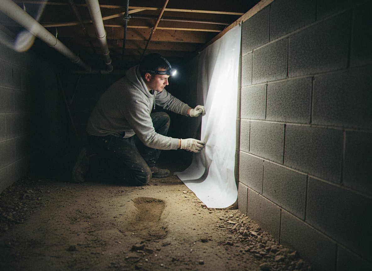 Moisture barrier being installed