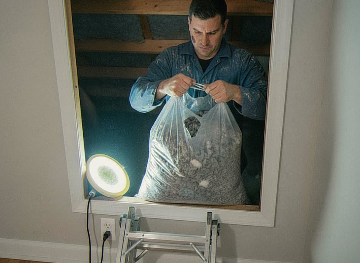 Old insulation being bagged