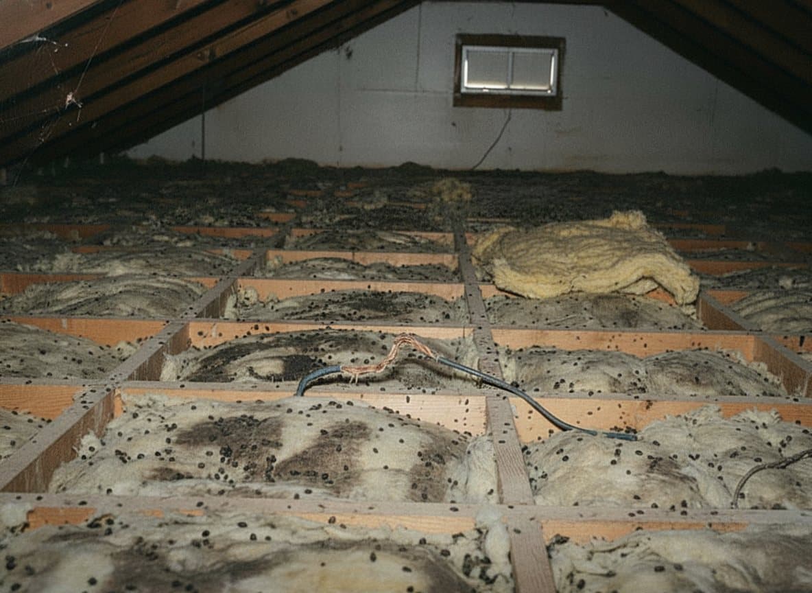 Deteriorated insulation requiring removal