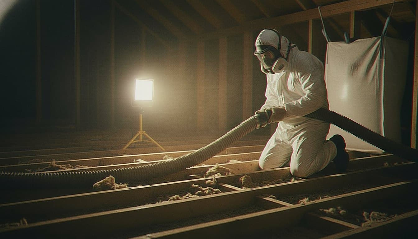Old insulation removal in progress
